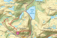 Kart - Kyrkjefjellet i Bjerkreim