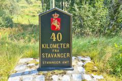 Rogaland - Gjesdal - E39 nord for Søyland - Milestein, 40 km fra Stavanger