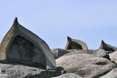 Rogaland - Hå - Obrestad havn - Skulptur - Konvoi (Elisabeth Jarstø, 1999) - Jærkysten