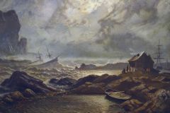Rogaland - Haugesund - Haugesund Billedgalleri - Knut Baade, Stormnatt ved den norske kyst (1879)