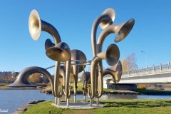 Akershus -  Lillestrøm - Nitelva - Skulptur - Lyden av Lillestrøm (Fredrik Raddum, 2017)
