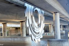 Akershus - Lillestrøm - Nitelva - Rælingsbrua - Skulptur - Utitulert (Liv Anne Lundberg og Kyrre Andersen, 2012)