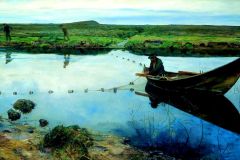 Eilif Peterssen (1852-1928) - Laksefiskere (1889) (Foto Lillehammer kunstmuseum)