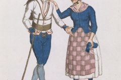 Mann og kvinne fra Folldal (Kunstnere: Johannes Senn og Johan Friedrich Leonard Dreier. Mellom 1812 og 1815)