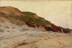 Nikolai Ulfsten - Båter på stranden, Jæren (Foto Nasjonalmuseet)