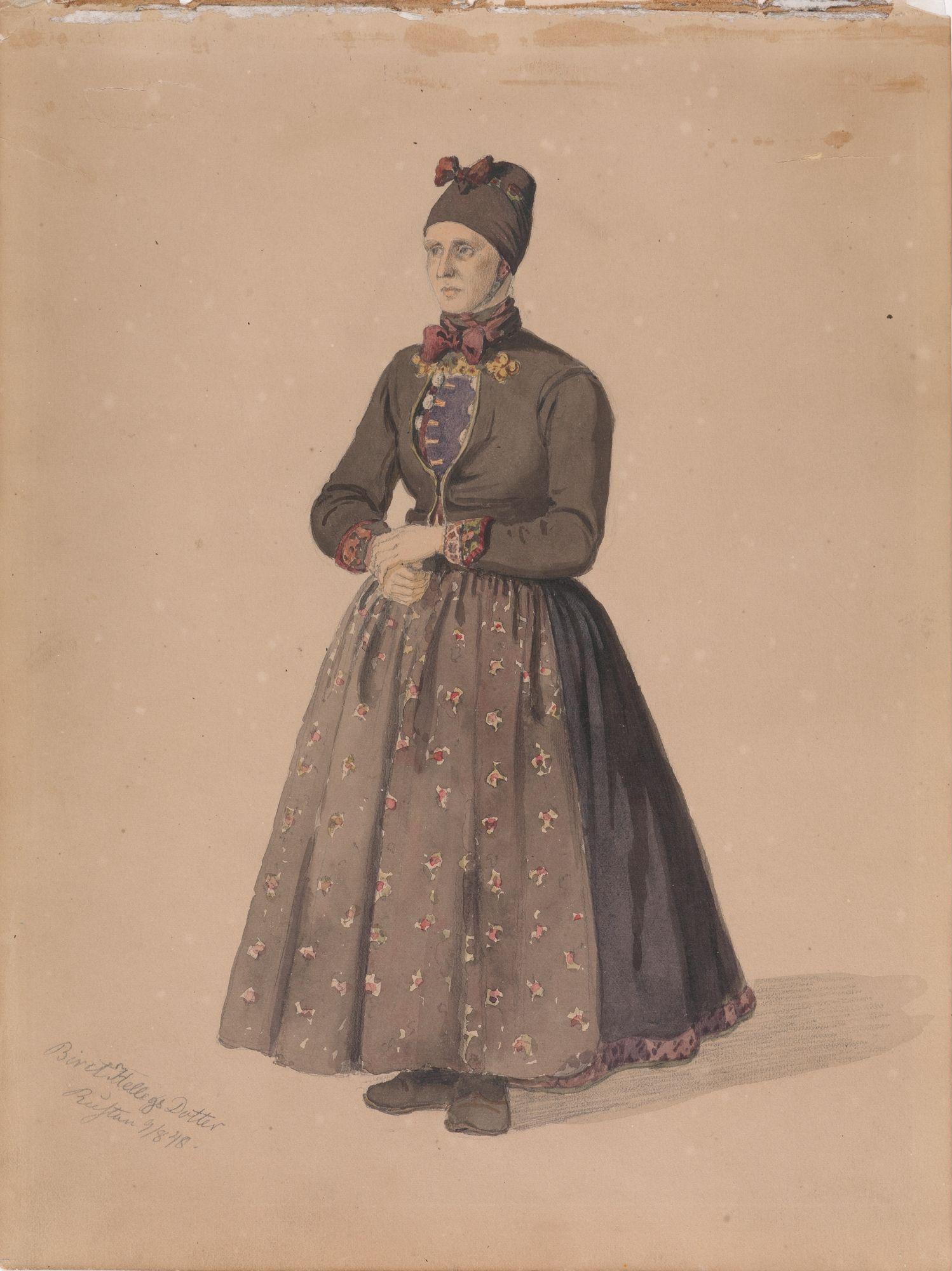 Biret Hellegsdotter, Rustan, Flesberg (Adolph Tidemand, 1848) Nasjonalmuseet. Lisens: Fri bruk (Creative Commons - Attribution CC-BY)