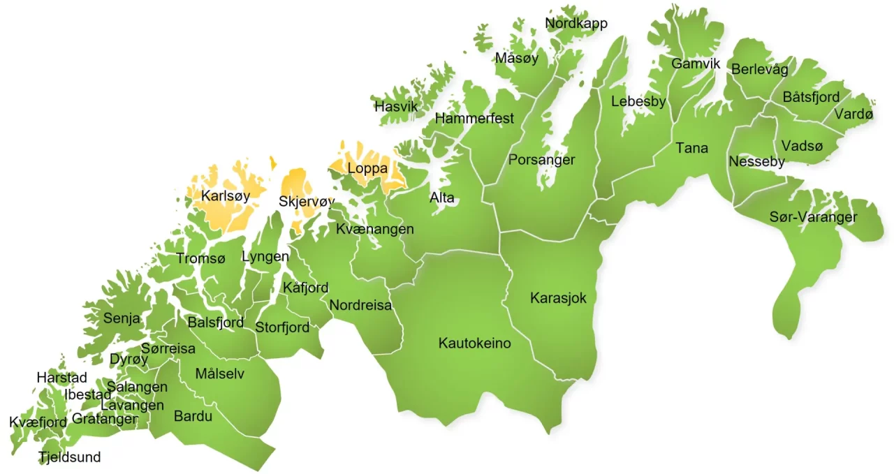 Kommuneinndelingen i Troms og Finnmark 2020-2023