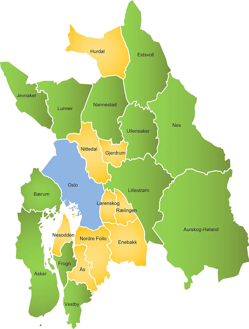 Kommuneinndelingen i Akershus